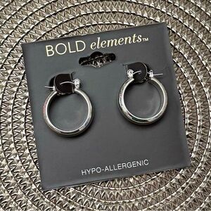 NWT Bold Elements Silver Hypoallergenic Hoops